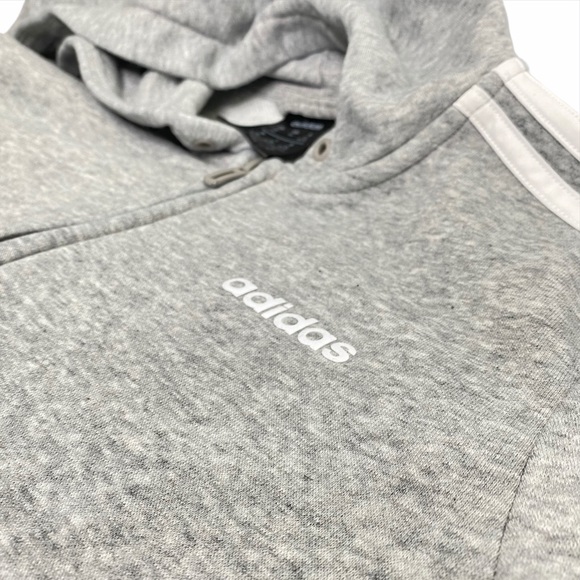 Adidas Essential 3 Stripe Gray Hoodie Size XS - Picture 3 of 5
